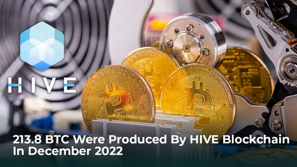 بلاکچین HIVE در دسامبر 2022 توانست 213.8 بيت كوين را تولید كند!