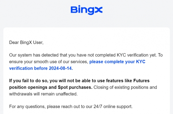 احراز هویت اجباری صرافی Bingx