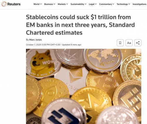 پتانسیل خروج ۱ تریلیون دلار از بانک‌های نوظهور به سمت استیبل‌کوین‌ها
