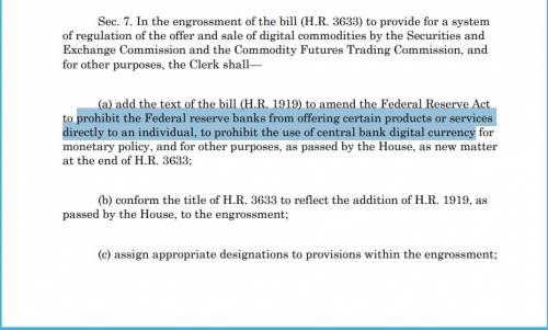 تلاش کنگره آمریکا برای افزودن ممنوعیت CBDC به لایحه ساختار بازار