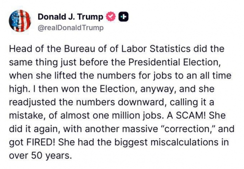 ترامپ: رئیس اداره آمار کار را به دلیل دستکاری آمار شغلی اخراج کردم