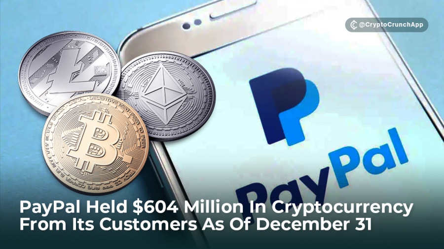 پى پال تا 31 دسامبر حدودا 604 میلیون دلار تراكنش هاى ارز دیجیتال از مشتریان خود داشته است.
