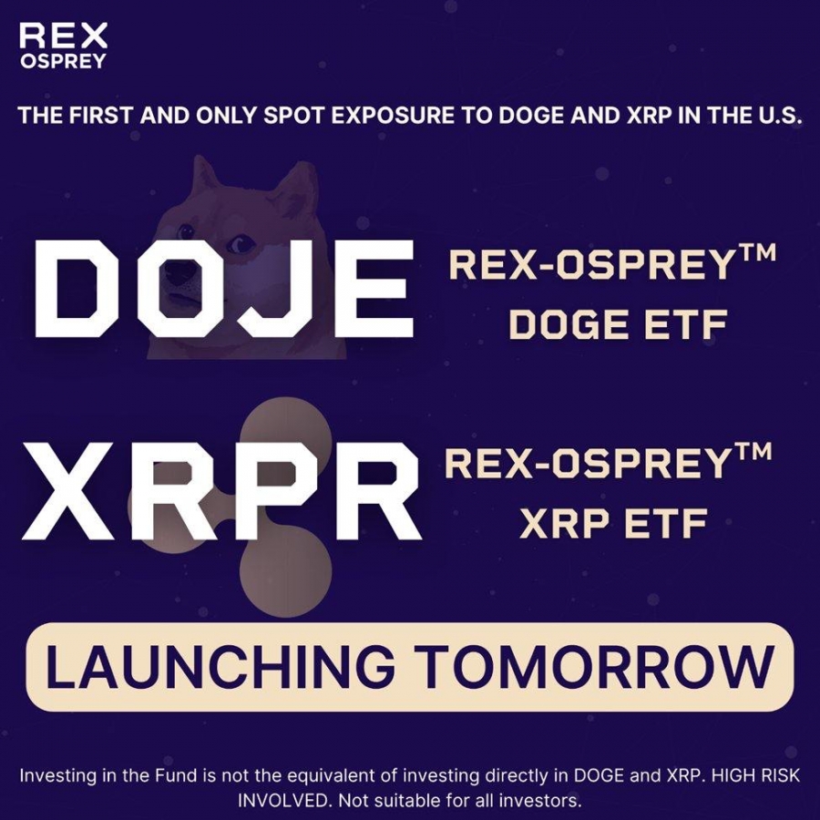 راه‌اندازی رسمی ETFهای XRP و DOGE توسط REX-Osprey از فردا