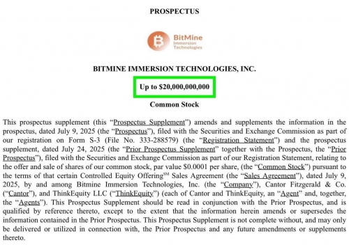 افزایش میزان عرضه شرکت  Bitmine Immersion Tech برای خرید بیشتر اتریوم