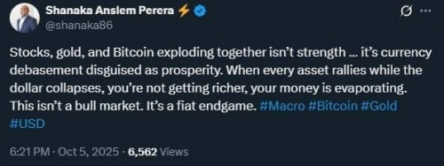 رشد هم‌زمان همه دارایی‌ها، نشانه سقوط پول است نه قدرت بازار