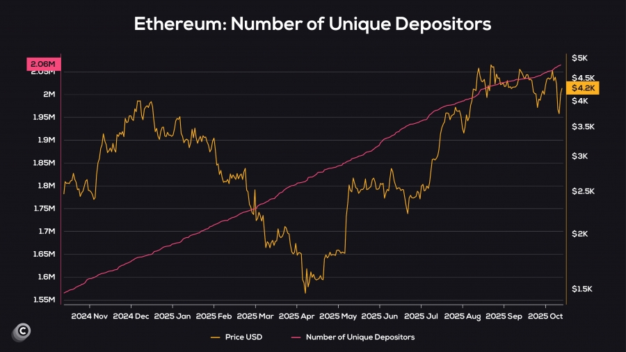 افزایش مداوم تعداد سپردهگذاران منحصربهفرد در شبکه اتریوم با وجود نوسانات قیمتی